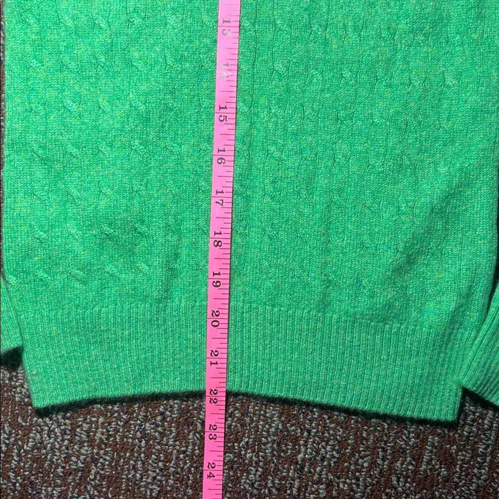 J. Crew Vibrant Green Women's cashmere Sweater soft long sleeve cable knit small - Picture 8 of 10